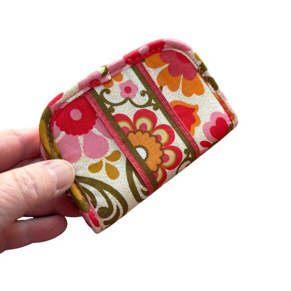 Vera Bradley unique magnetic card wallet pink & green floral print magnet close - Picture 3 of 7